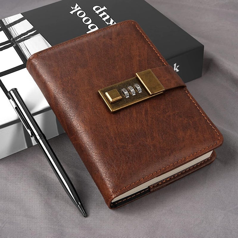 WEMATE Journal with Lock, Diary with Lock 192 Pages, Password Notebook, Pen & Gift Box - Perfect for Men and Women - 4.3X 6.18in Brown Keep Your Secrets Safe - Image 5